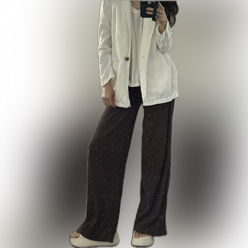 Trendy oversized white linen blazer Size Small